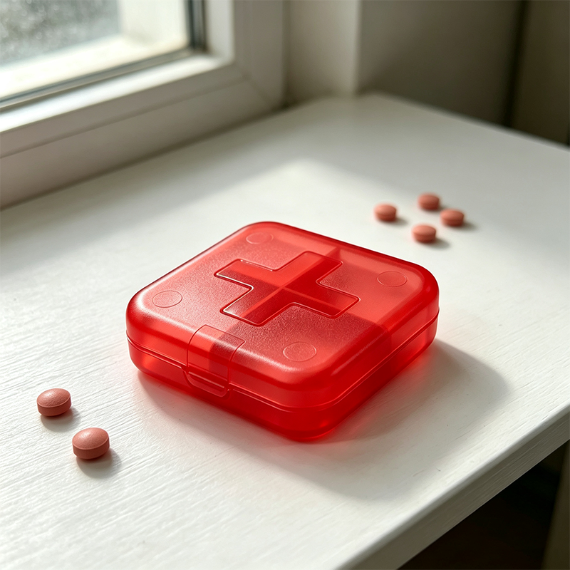 Cross-shaped 4-compartment pill box