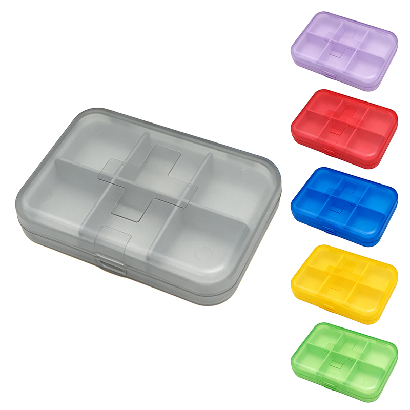 Cross-shaped 6-compartment pill box