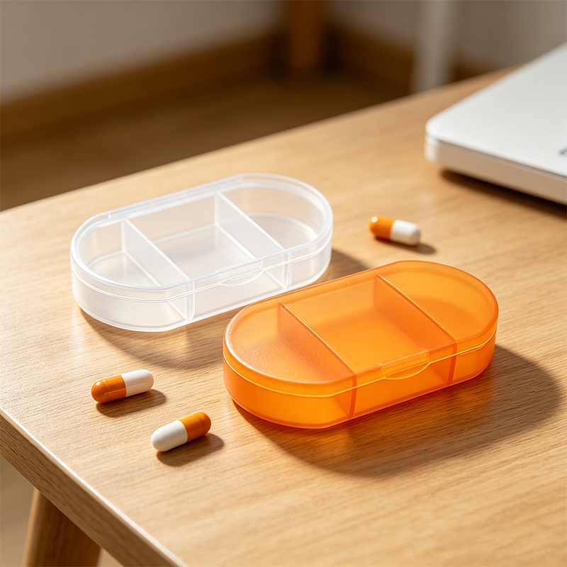 Oval 3-compartment pill box