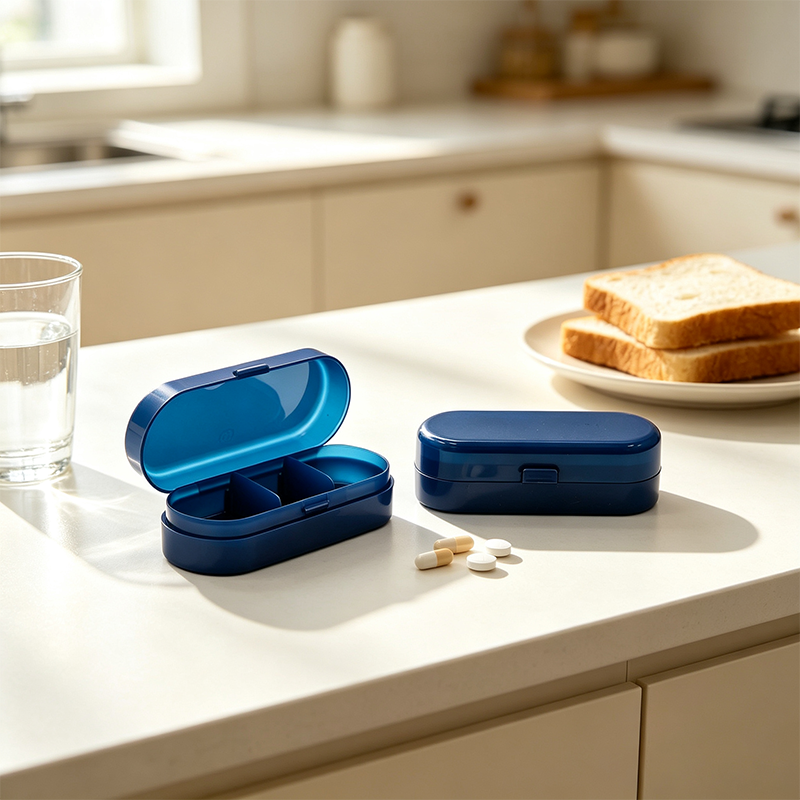 Tall 3-compartment pill box