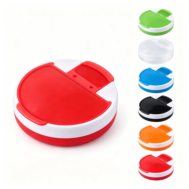 Round 4-compartment pill box