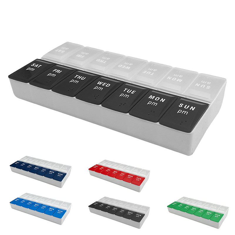 Double row 14 compartments pill box