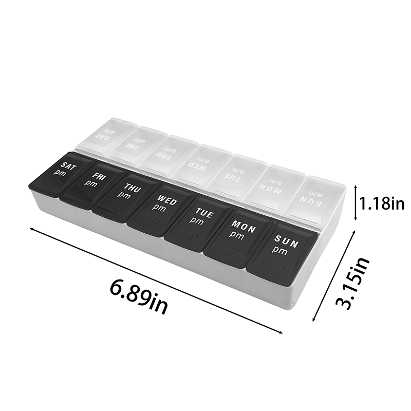 Double row 14 compartments pill box