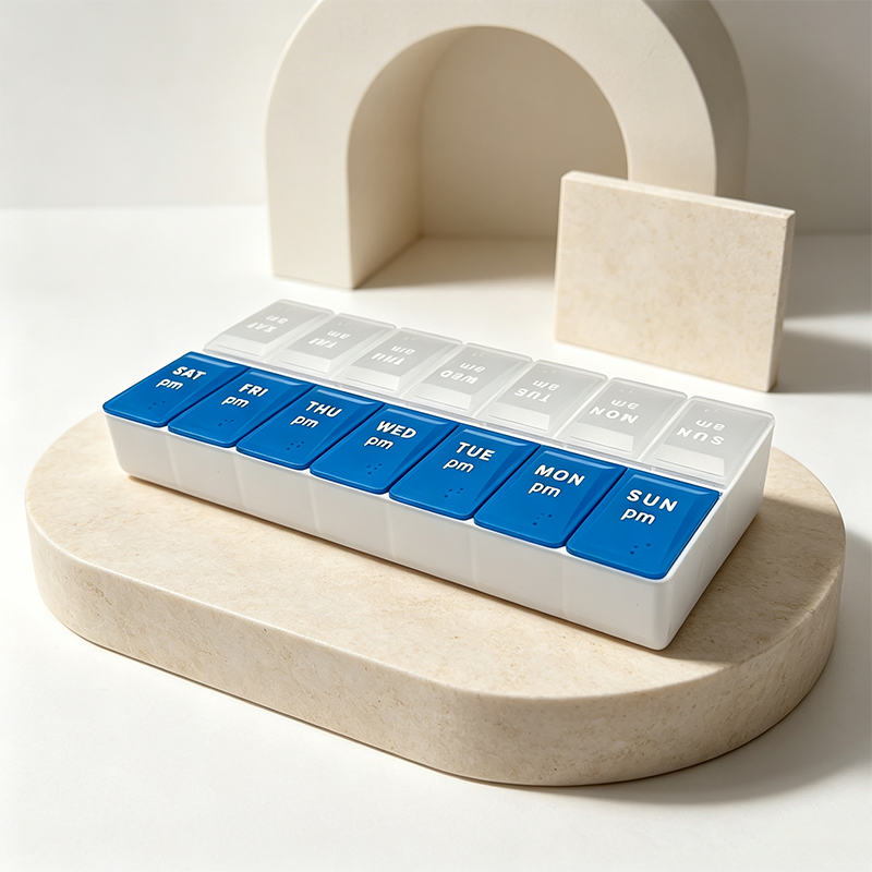 Double row 14 compartments pill box