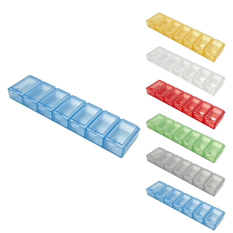 Rectangular 7-compartment pill box