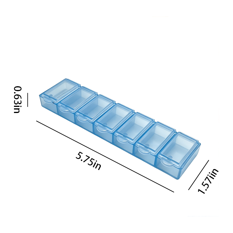 Rectangular 7-compartment pill box