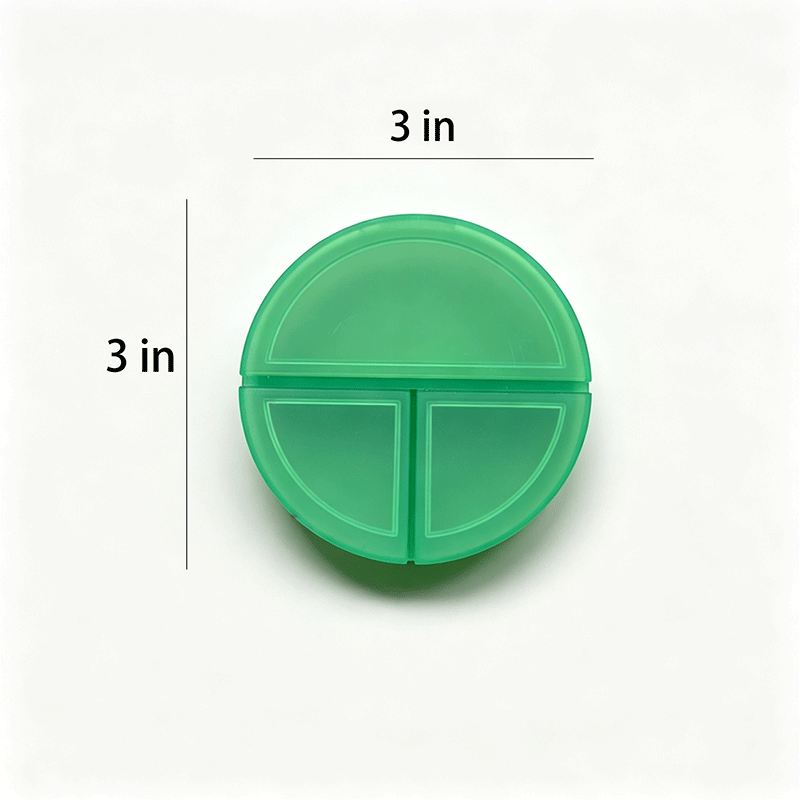 3-compartment round pill box