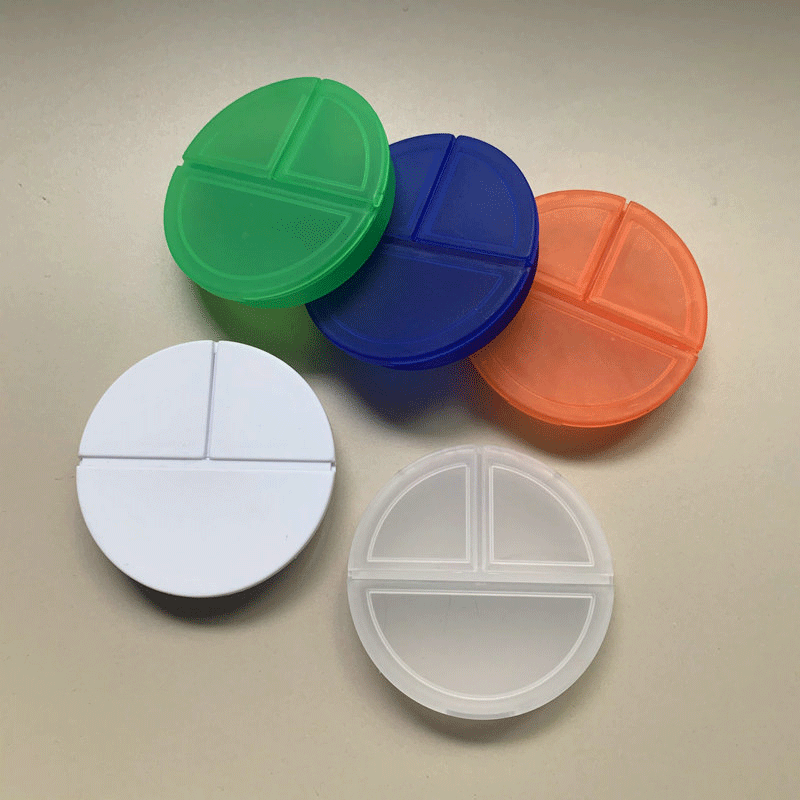 3-compartment round pill box
