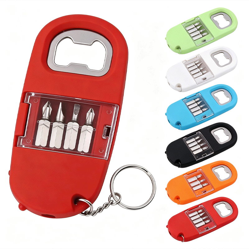 Keychain Bottle Opener with Screwdriver Bits